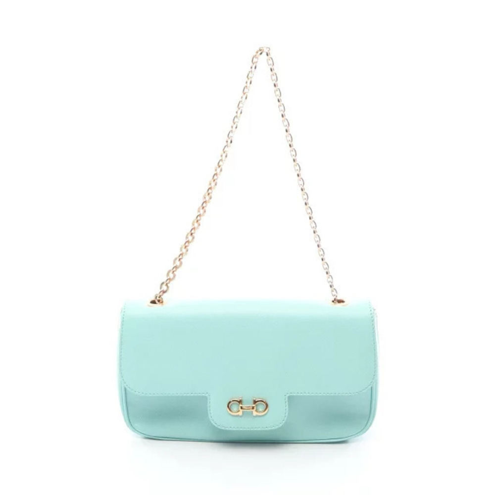 Salvatore Ferragamo Gancini Handbag Leather Blue